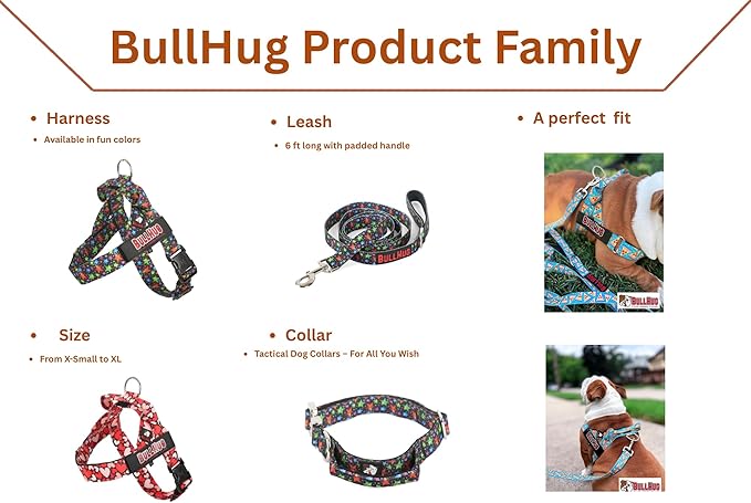 Adjustable Dog Harness– No Pull, No Choke – for English Bulldogs, French Bulldogs, Pugs & Broad-Chested Breeds – Easy, Safe Walks (Taco, Medium)