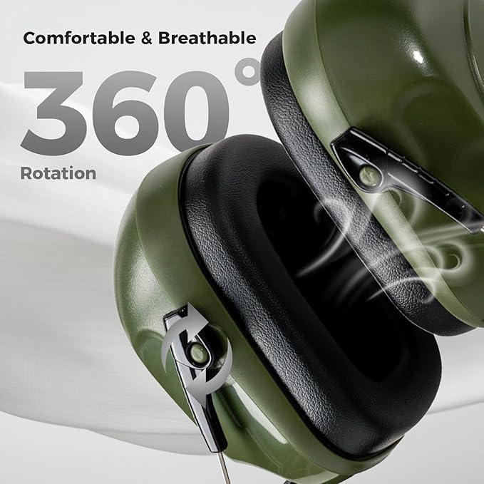 ProCase Noise Reduction Ear Muffs, Sound Proof Ear Protection, NRR 28dB Noise Cancelling Headphones for Adults Kids Autism, Hearing Protection for Mowing -Armygreen