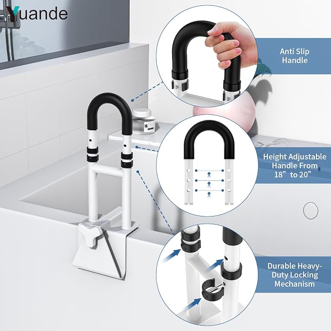 Bathtub Grab Bar,YuanDe 20x6 Inch Adjustable Bathtub Safety Rail