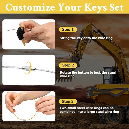 55 Heavy Equipment Keys Master Set, Construction Machine Ignition Key for Cat Caterpillar John Deere Komatsu Volvo Bobcat Kubota JCB Case New Holland Hitachi Hyster Yanmar Takeuchi