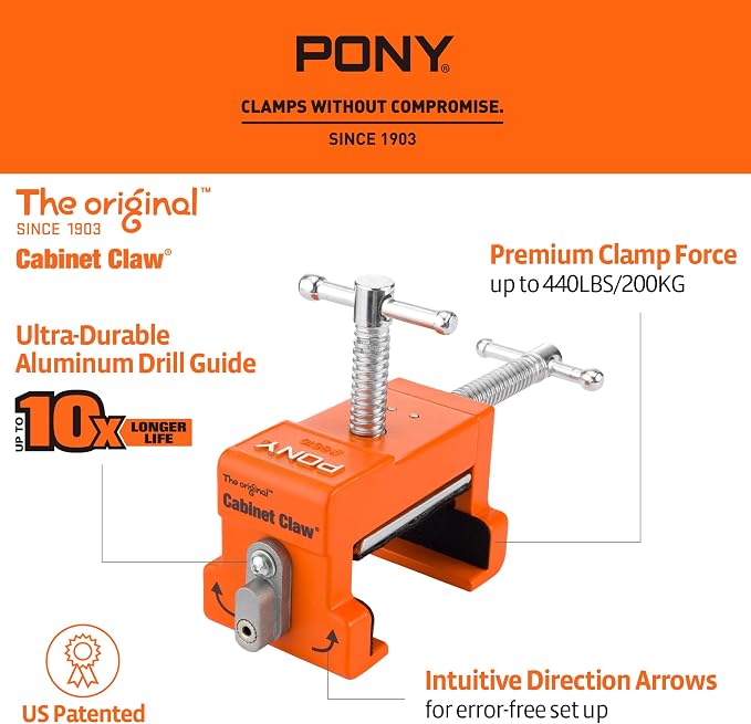 PONY 2-Pack Original Cabinet Clamps, 8510 Cabinet Claw, Face Frame Clamps for Installing Cabinets, 650 lbs Load Limited