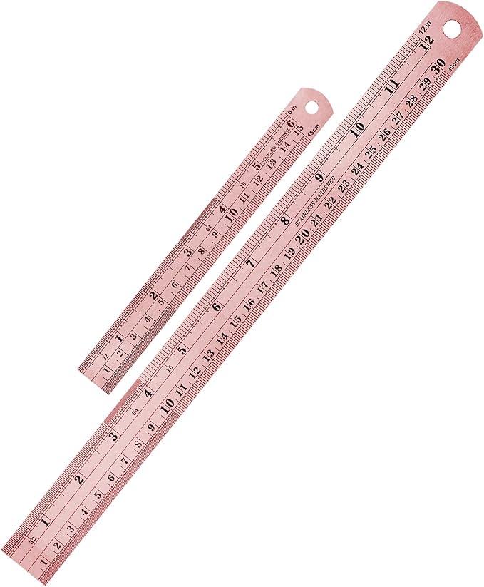 Mr. Pen- Metal Straight Edge Ruler, 2 Pack, 6" and 12", Rose Gold, Stainless Steel Ruler Set, Imperial & Metric Measurements for Drawing, Home, Office, Engineering