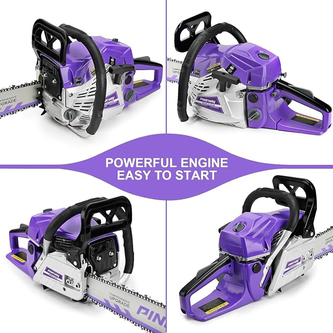 63cc Gas Chainsaws 20 Inch Bar Power Chain Saws, Gas Powered Chainsaw 2 Stroke Handed Petrol Gasoline Chain Saw for Cutting Wood Outdoor Garden Farm Home Use with Tool Kit(63ACK)
