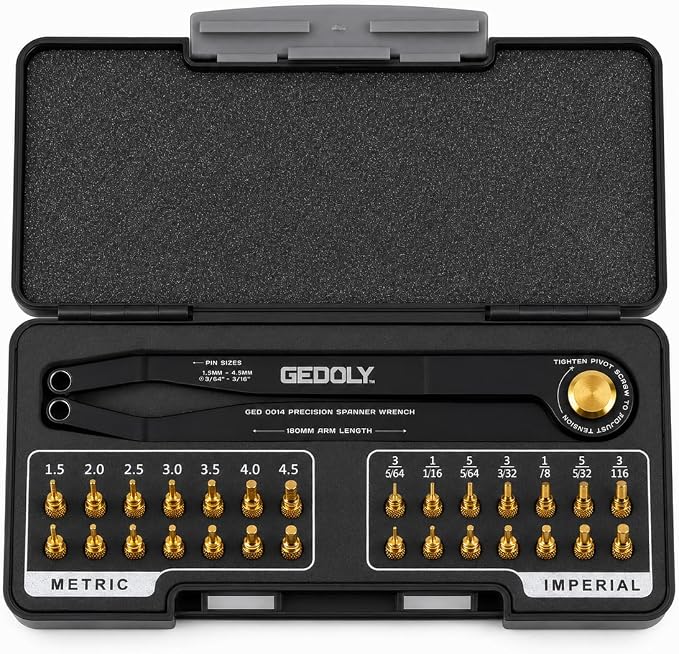 Adjustable Pin Spanner Wrench Set, Heavy Duty Shock & Lock Nut Tool | Fits coilover, shock & suspension lock nuts. Includes 14 pairs Metric/SAE pins. Adjustable hook spanner wrench tool kit.