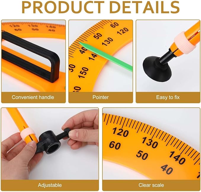 Magnetic Triangular Scale Ruler Set Drafting Tools Mathematics Protractor Pencil Compass, Math Geometry Classroom Teaching Measurement Set Oversized Ruler (4-pcs Ruler Compass Protractor)