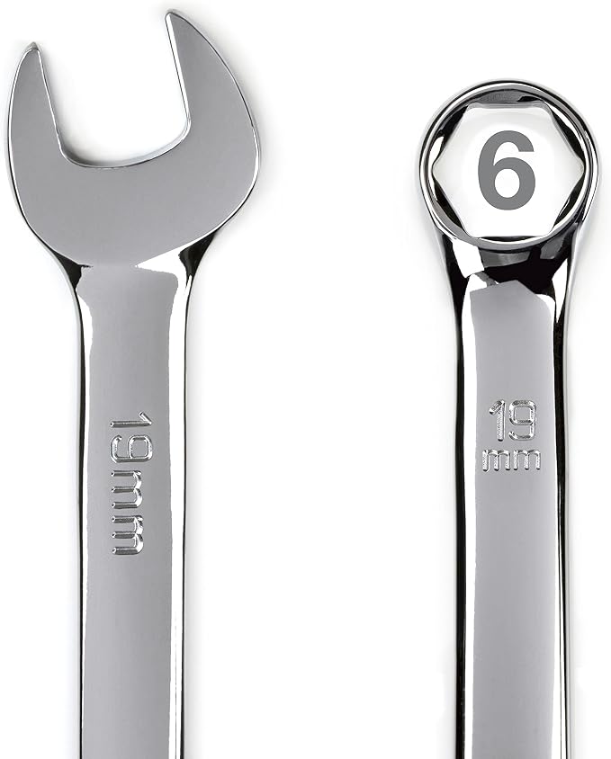 Steelman Pro 16-Piece Metric 6-Point Combination Wrench Tool Set, Durable Steel with Full Polish Chrome, Stamped Size Callouts