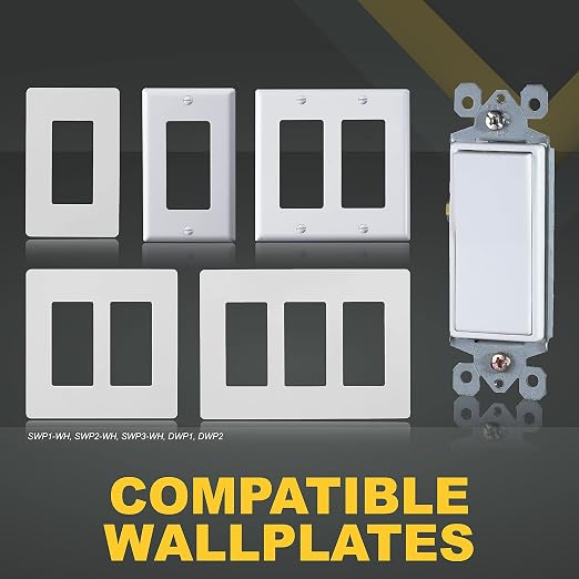 Faith [10-Pack] Single-Pole Decorator Paddle Wall Light Switch, 15A 120/277V, On/Off Rocker, White, 10-Piece