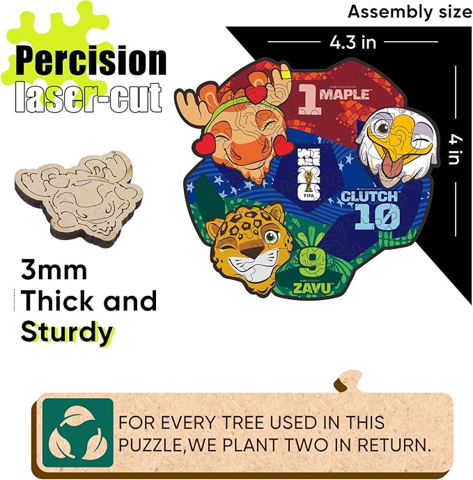 FIFA World Cup 2026 Mascot 26PCS Wooden Pocket Puzzle