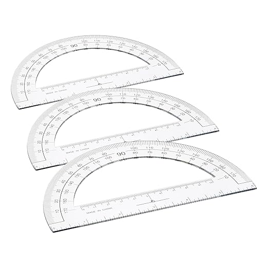 Sparco 01490 Plastic Protractor, 6-Inch Ruler Base, Clear (Pack of 3)
