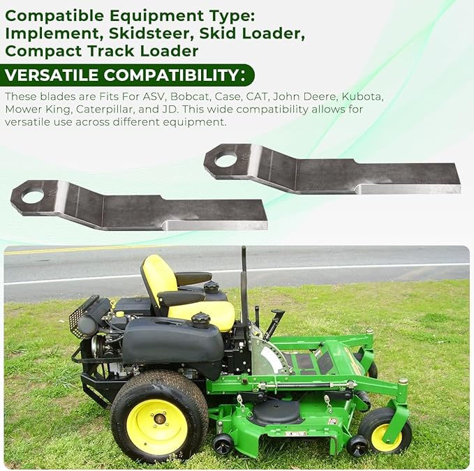 MOTOQUEEN Replacement Bush Hog Cutter Durable Blades for Mower King Skidsteer 2-3/8" x 14" x 3/8" Replacement Blades for Brush Mowers Heavy Duty AR400 Steel 10mm Thick (2 Blade Set)