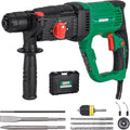 1" SDS Plus Lightweight Rotary Hammer Drill with 1/2" Keyless Chuck Adapter, 9 Amp 4 Functions Corded Variable Speed Rotomartillo with Safety Clutch for drilling in Concrete Masonry Wood Metal
