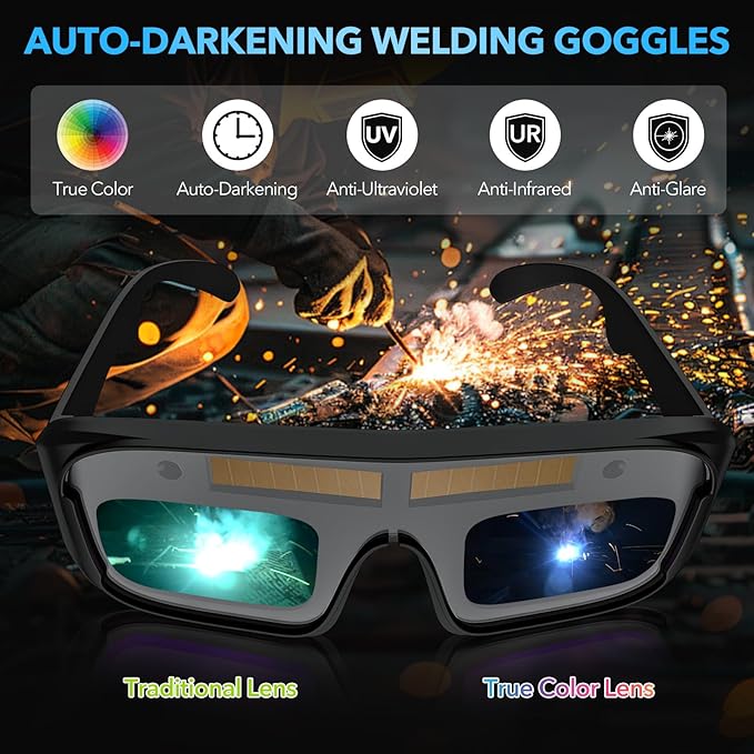 Portable Welding Machine, 110V Handheld Welder with 30PCS Rods & Auto Darkening Goggles, Electric ARC Welder Gun with IGBT Inverter 5 Variable Current Adjustment Fits for 3/32" Welding Rods