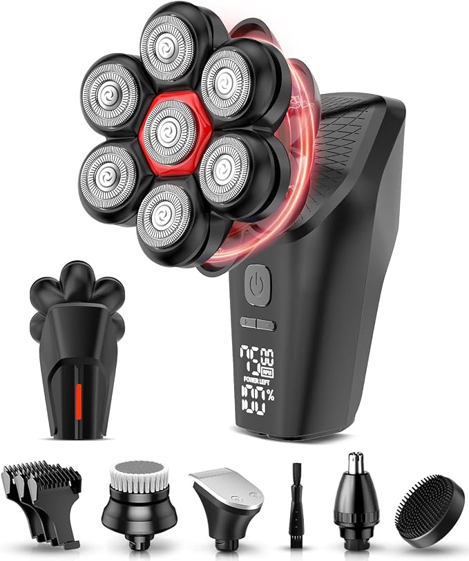 Head Shavers for Bald Men, 7D Head Shaver with LED Display, 3 Adjustable Modes, 10000 RPM High Speed Motor, Tornado Black