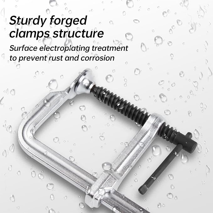 4-Pack 12 Inch Welding Bar Clamps | Drop Forged Steel Bar Clamps Throat Depth 3 inch Load Force 450 Lbs for Woodworking,Welding, Metal working