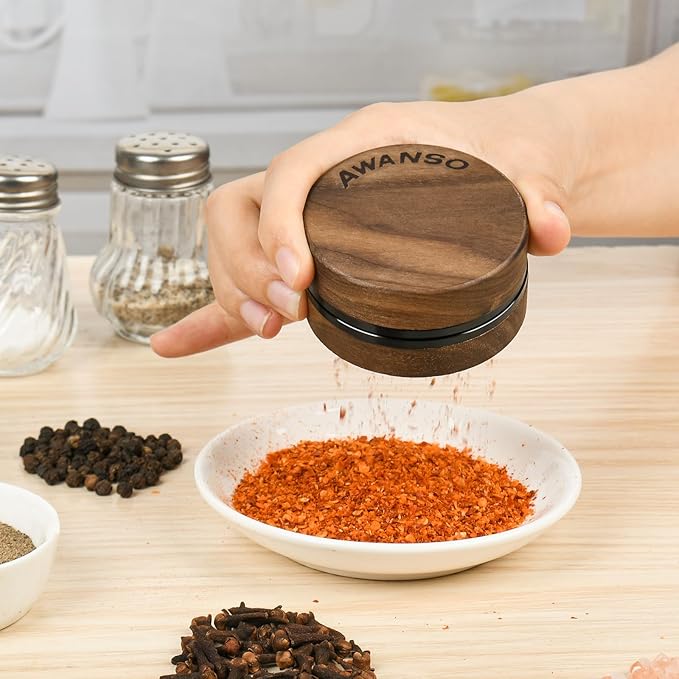 3-Piece Grinder, 2.5" Walnut Wood & Aluminum Grinder for Kitchen Spices with Large Bottom Chamber
