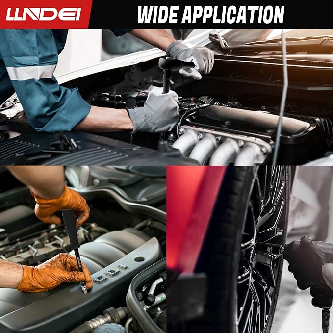 LLNDEI 3/8" Drive Impact Socket Set 95Pcs SAE/Metric | 5/16-3/4" & 8-22mm, Deep/Shallow Kit, Adapters, Ratchet, Bits, Spark Plug Socket, 6-Point, for Auto Repair, Garage & Home DIY