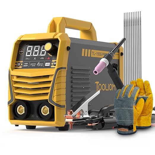 TOOLIOM 195A Stick/Lift TIG Welder with Lift TIG Torch 110V/220V Dual Voltage Welding Machine with Synergic Control Portable MMA Welder Machine with VRD, Hot Start and ARC Force