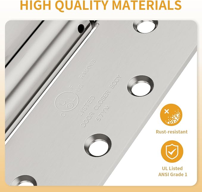 Luxbaro 3 Pack Self Closing Door Hinges, 4.5" x 4.5" Spring Loaded Hinges with Square Corners, Adjustable Tension for Garage, Front Door, Back Door, for Left and Right Hand Door, UL Listed