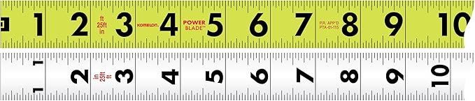 KOMELON USA 25' ABS POWERBLADE II WIDE BLADE TAPE MEASURE, Yellow/Black