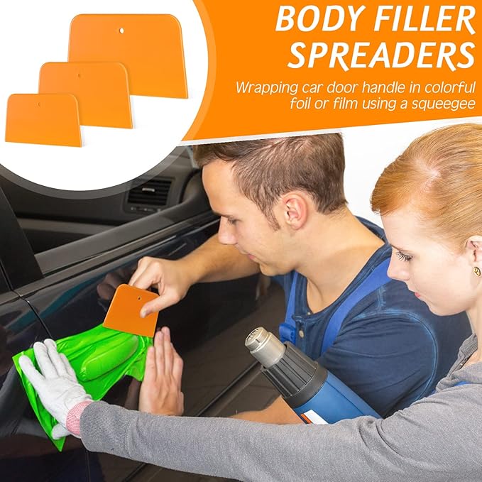 Frienda 6 Pcs Body Filler Spreaders Plastic Tools for Automotive Applying Putties Glazes Caulks and Paint (3 Sizes)