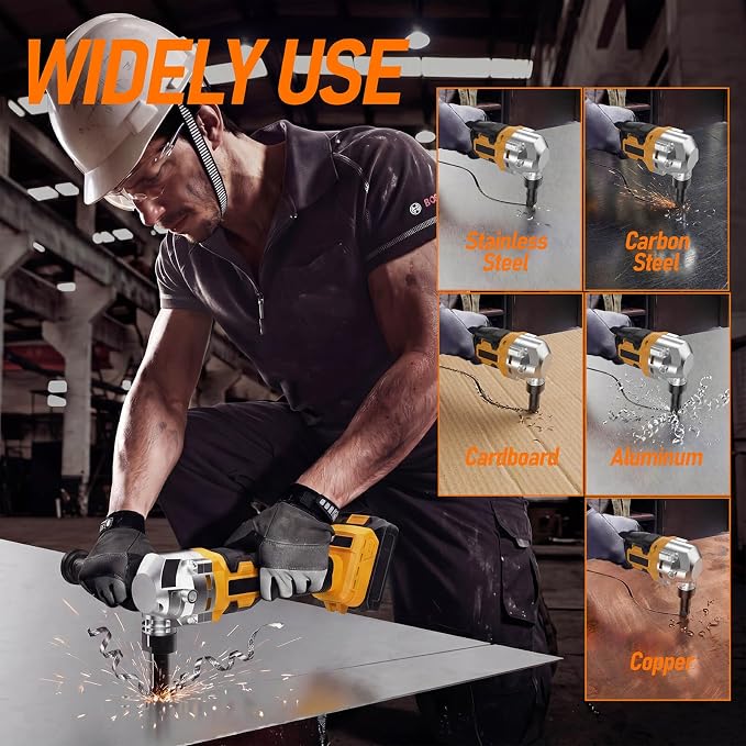 Cordless Metal Nibbler Compatible with DeWalt 20V Battery(No Battery) Brushless Metal Cutter 3-Speed with Assist Handle & 2 Blades for Stainless Steel Aluminum