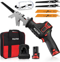 PULITUO Cordless Reciprocating Saw, Speed 3000SPM，with Clamping Jaw, 2000 mAh Battery/ 1-Hour Fast Charge,Safety Gloves& Goggles, 4Pcs of Saw Blades for Wood/Metal/PVC