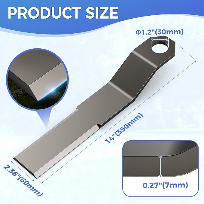 WooFog 7 mm Brush Hog Blades, Bush Hog Blade, Bush Hog Replacement Blades, Skid Steer Brush Cutter Blade, Heavy Duty Ar400 Steel Compatible with Mower King Skidsteer (2-3/8" x 14" x 3/8")