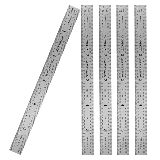 PEC Tools Made in USA Machinist Rule, 6" Flexible Steel Rule (5 Pack), Markings 1/10",1/50",1/32",1/64",