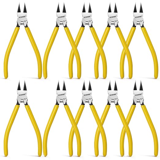 BOOSDEN 10 Pack Flush Cutters, Wire Cutters, 6'' Flush Cut Pliers | Spring Loaded Side Cutting Dikes, Heavy Duty Diagonal Cutters Bulk Set for Plastics,Floral, Crafting, Zip Ties, Electrical and DIY
