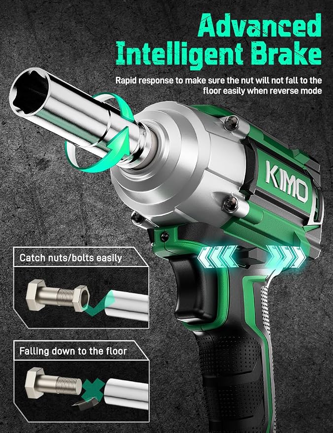 KIMO Impact Wrench 1/2 Cordless, Impact Gun for Car Tire, 20V Impact Driver