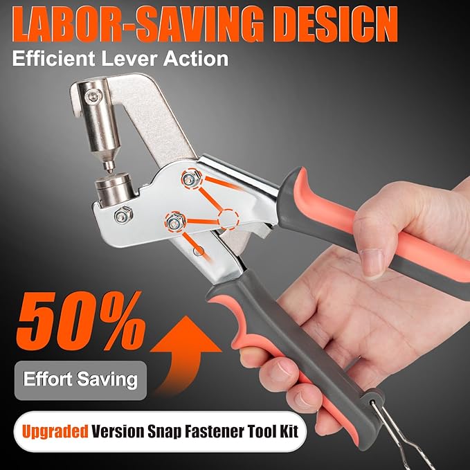 Heavy Duty Snap Fastener Tool with Case, Button Snap Replacement Kit Snap Tool with 80 Sets Metal Snaps Buttons for Fastening/Boat Cover/Tarps/Canvas/DIY/Leather/Sewing/Repair/Fabric