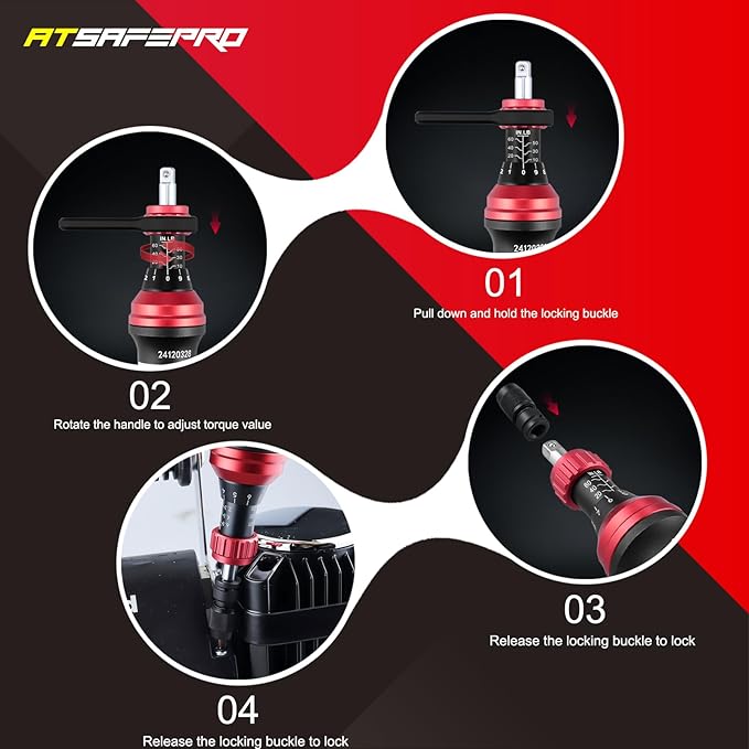 ATsafepro Torque Screwdriver 10-60 in.lb,21 Pcs Inch Pound Torque Screwdriver Set -1/4" Elastic Bit Holder and Bit Holder, Buckle Clamp, Flat, Hex, Torx, Philips, Fit for Bicycle, Tool Maintenance