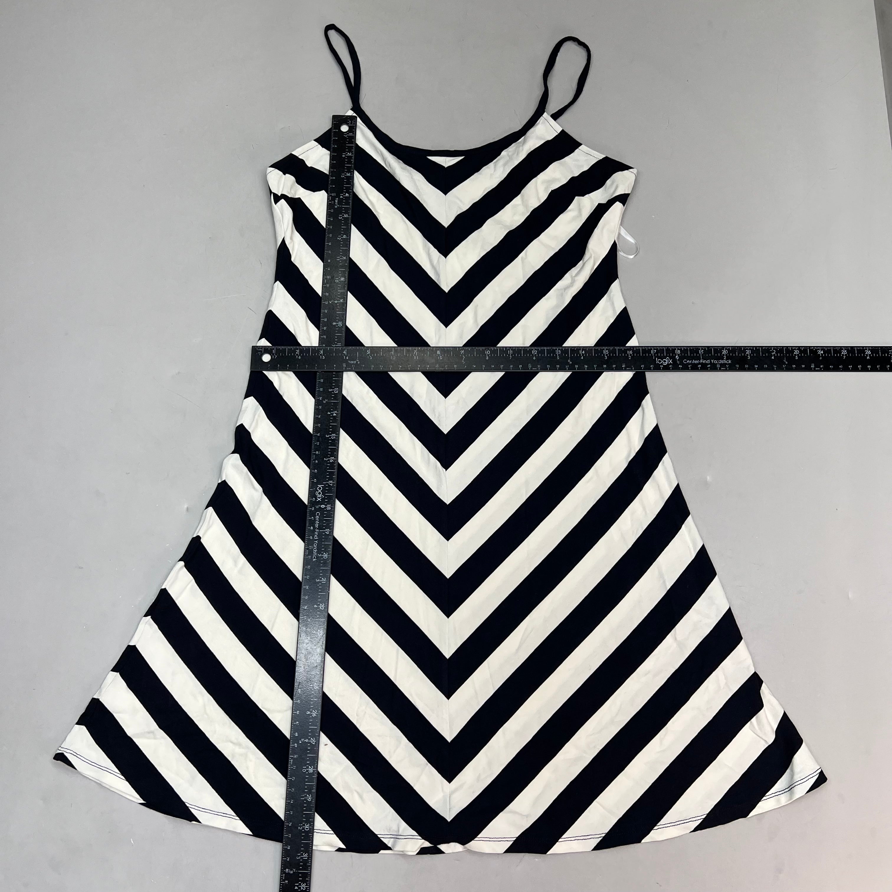 ANNE TAYLOR Knee Length Soft Tank Dress  Women's Sz M Navy Blue/White 17787512