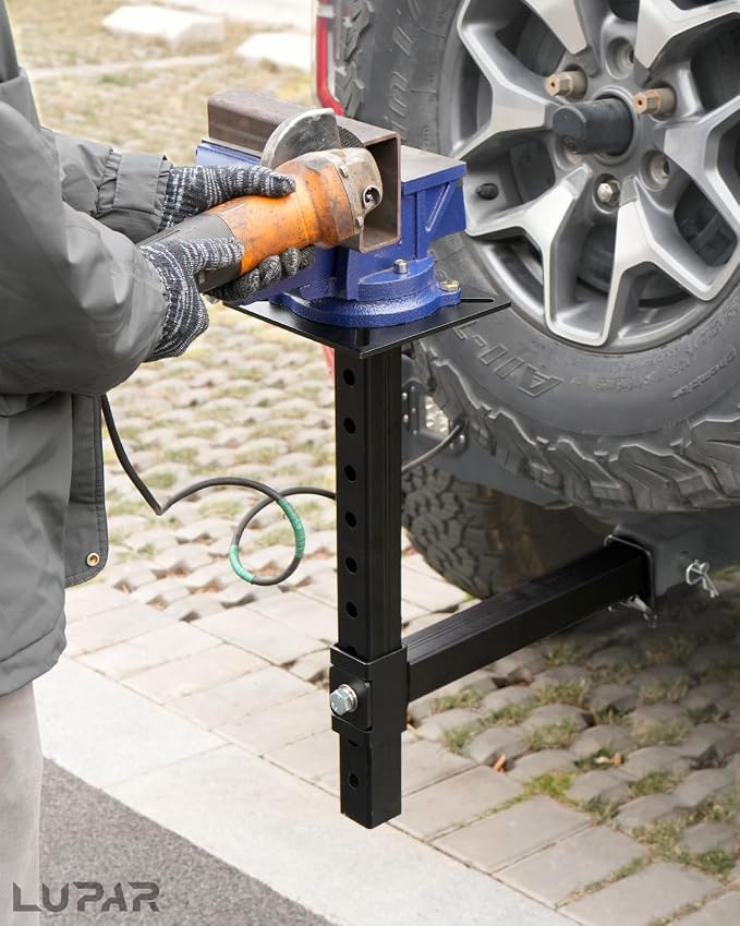 Heavy-Duty Hitch Mount Vise Plate, Hitch Vise Holder with Adjustable Height | Universal Fit for 2-Inch Receiver
