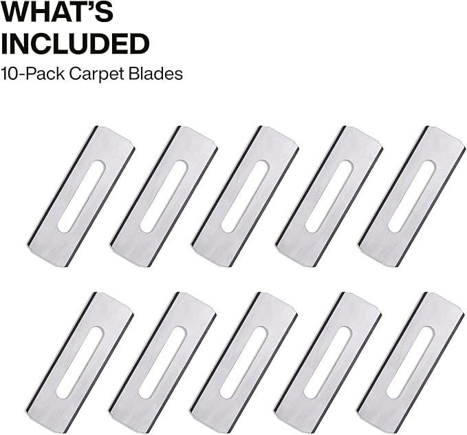 Klein Tools 44128 Carpet Utility Blades 10-Pack, Round Corner Knife, Heavy-Duty Utility Knife Replacement Blades, Carpet Cutter Tool for Flooring and Rug Cutting