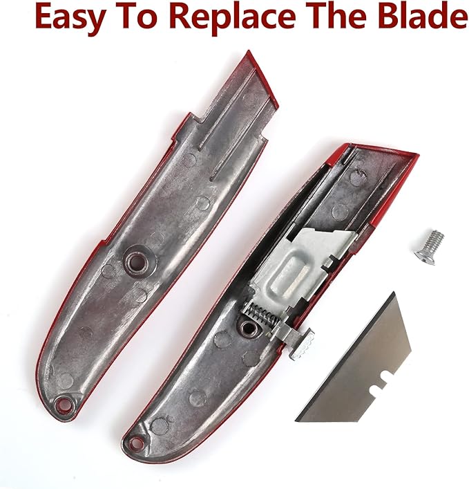 DIYSELF 2Pack Utility Knife Box Cutter Retractable Razor Blade Heavy Duty Box Cutters Knife PVC Pipe Cutter (Red)