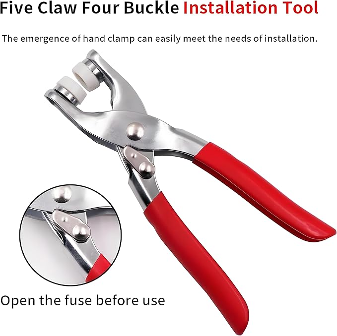 100 Sets Abruga Metal Snaps Buttons, Five Claw Buckle Installation Plier Tool Set, Snap Fastener Plier Tool, Metal Prong Snaps Buttons for Clothing Leather Crafting Sewing