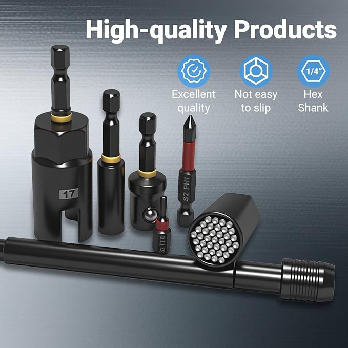80-Piece Magnetic Impact Nut Driver Set, SAE/Metric Nut Driver Set, Socket Adapters, Wing Nut Driver, Bit Holder, Universal Sockets, Quick Release Extension, Power Bits, 1/4'' Quick Change