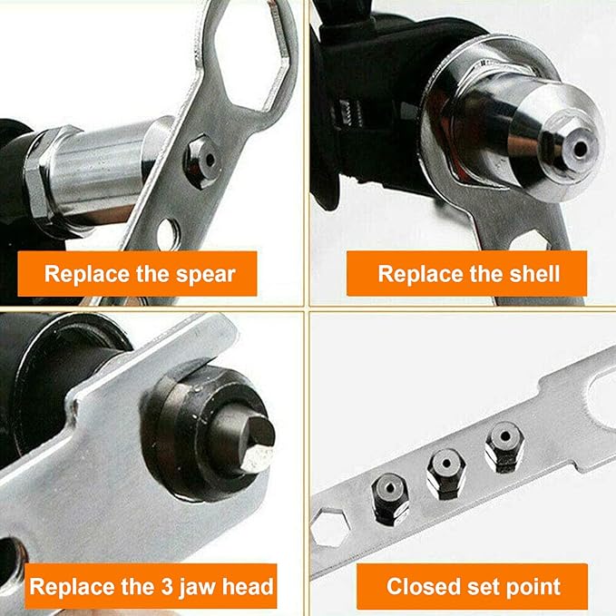 Electric Rivet Nut Gun Drill Adapter, Electric Rivet Gun Adapter Black Hex Shank Cordless Riveting Drills Adaptors for Door