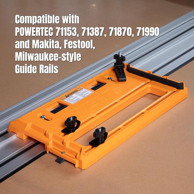 POWERTEC 72391 Circular Saw Track Plate with 24 Inch Straight Edge Clamp, Tool-Free Mounting System, Adjustable Fence for Fast and Accurate Cuts
