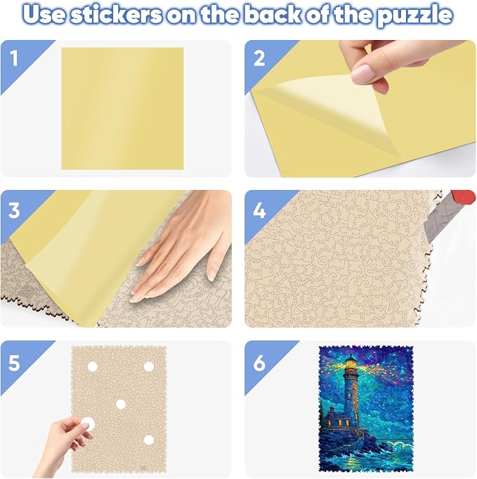 Leodozzio Wooden Puzzles for Adults 1000 Pieces, Lighthouse Wood Jigsaw Puzzle, 5mm Thick Unique Shaped Ocean Puzzle, Gift for Adults & Family Game, Home Wall Decor, 17.5x23.2 Inches