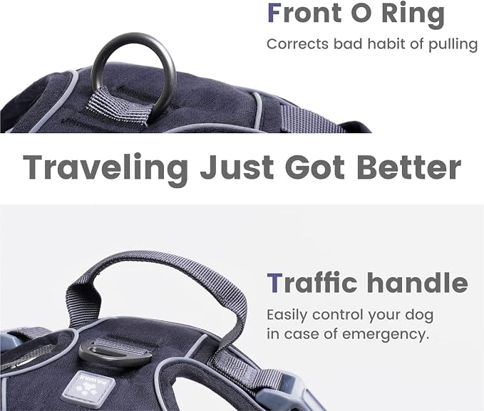 Pawaii Dog Harness with Pet ID Tag, No Choke Dog Harness, Adjustable Soft Padded Pet Vest with Easy Control Handle