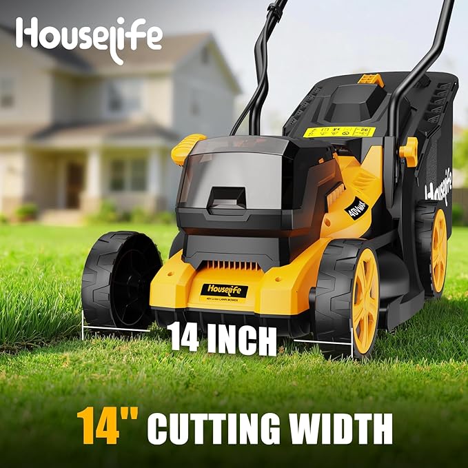 40V Cordless Lawn Mower Compatible with Dewalt 2x20V MAX Battery, 14 Inch Electric Lawn Mower with 35L Grass Bag, 6-Position Height Adjustment, Foldable Push Mower for Yard (Tool Only)