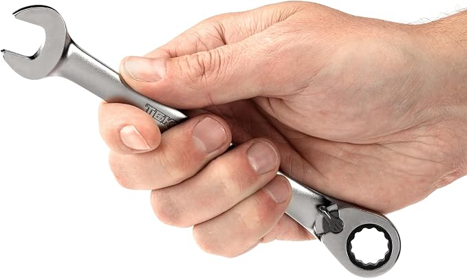 TEKTON 1/2 Inch Reversible Ratcheting Combination Wrench | WRC23313 | 12-Point, Satin Chrome Finish