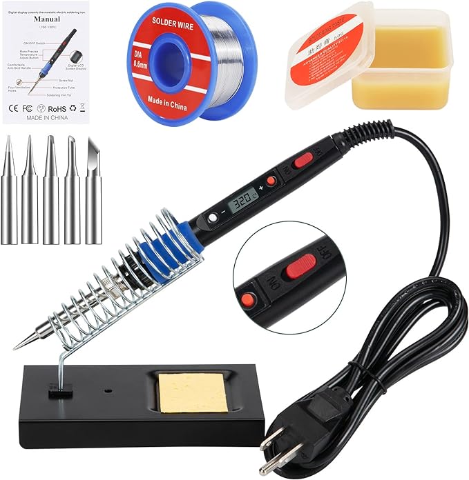 Soldering Iron Kit, 80W 110V LCD Digital Welding Tools, 356-896℉(180-480℃), Portable Adjustable Temperature Solder Irons, for Metal, Jewelry, Electric Repairing, DIY