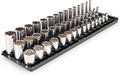 TEKTON 3/8 Inch Drive 12-Point Socket Set, 45-Piece | SHD91127 | (1/4 - 1 in.), Shallow, Semi-Deep, and Deep, Socket Rail