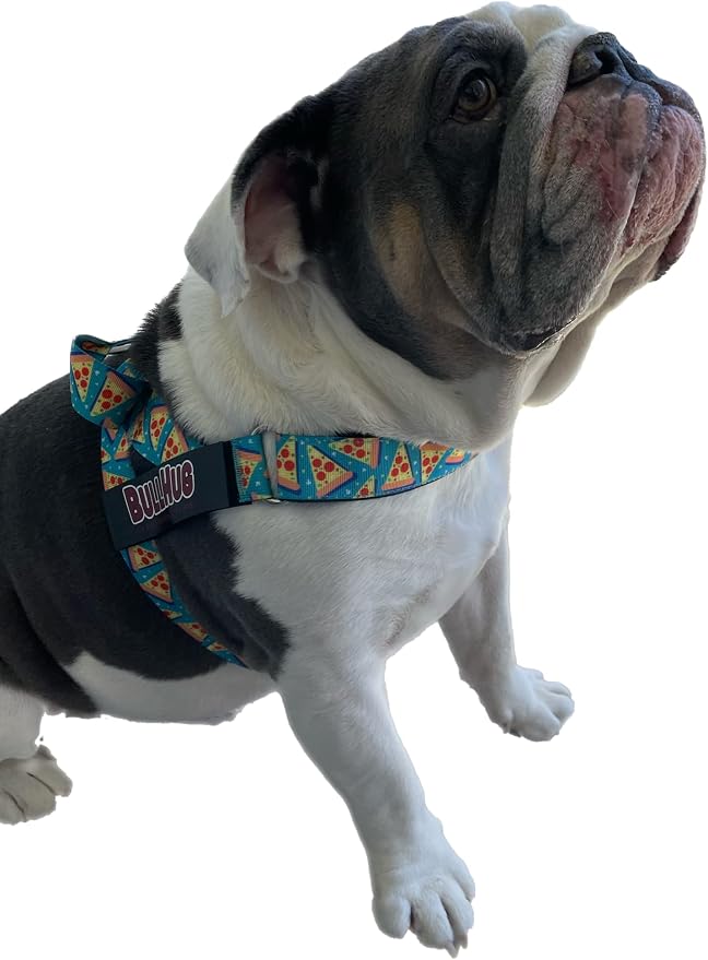 Adjustable Dog Harness– No Pull, No Choke – for English Bulldogs, French Bulldogs, Pugs & Broad-Chested Breeds – Easy, Safe Walks (Pizza, Medium)