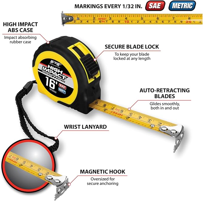 Performance Tool W5022 'Fast Measure' Tape, 16' x 3/4
