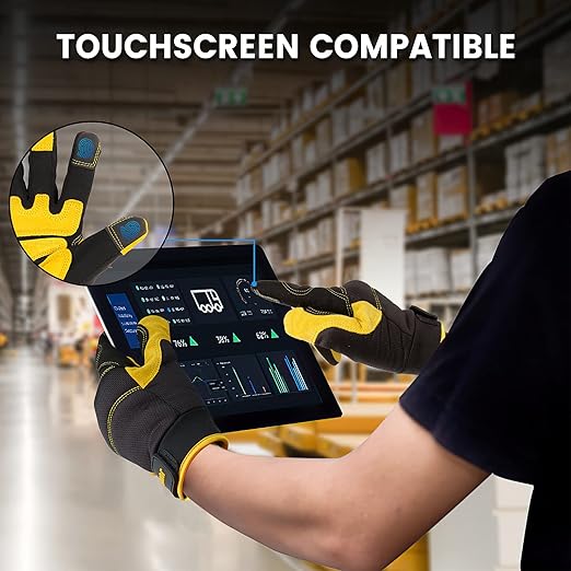 Work Gloves for Men, Multi-Functional Light Duty Mechanic Gloves, Outdoor, Performance Fit, Touch Screen, Abrasion Resistant (XL)