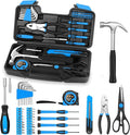 HANGYING 39 Piece Basic Home Tool Set Household Tool kit for Home General Repair Small Hand Tool Kit in Toolbox Storage Case for Home Garage Office College Dormitory Use, Blue